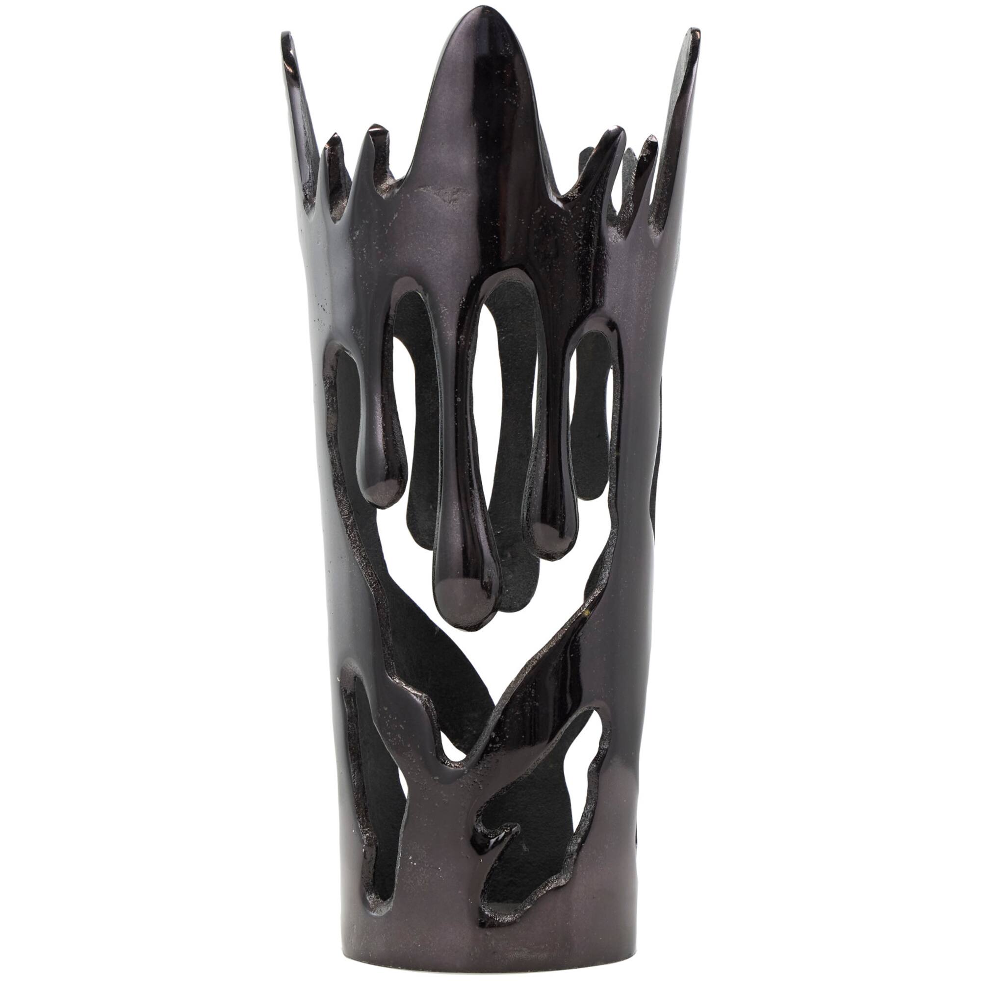Black Contemporary Aluminum Drip Vase Set